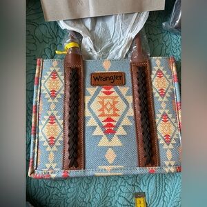 Wrangler Southwestern Blue and Brown Mini Tote 2Way